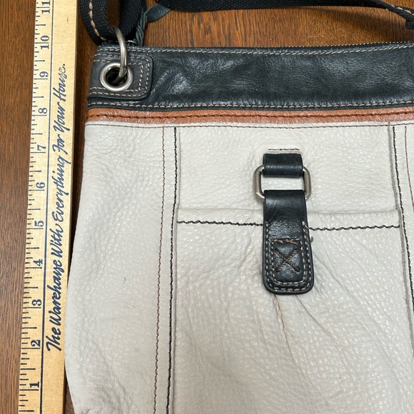 The Sak Vintage BoneWhite/Brown/Black Leather Crossbody. Match brn/blk web strap - Picture 6 of 7